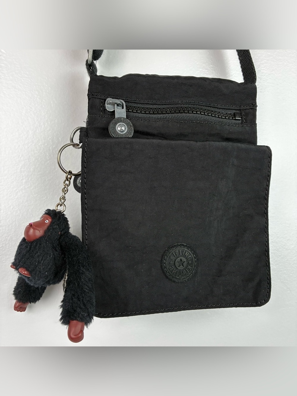 Kipling New Eldorado Black Nylon Crossbody w/Gorilla Keychain